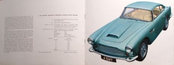 Aston Martin DB 4 Modelprogram 1959 Carbrochure (7338)